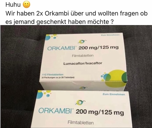 Foto: Angebot Orkambi auf Facebook